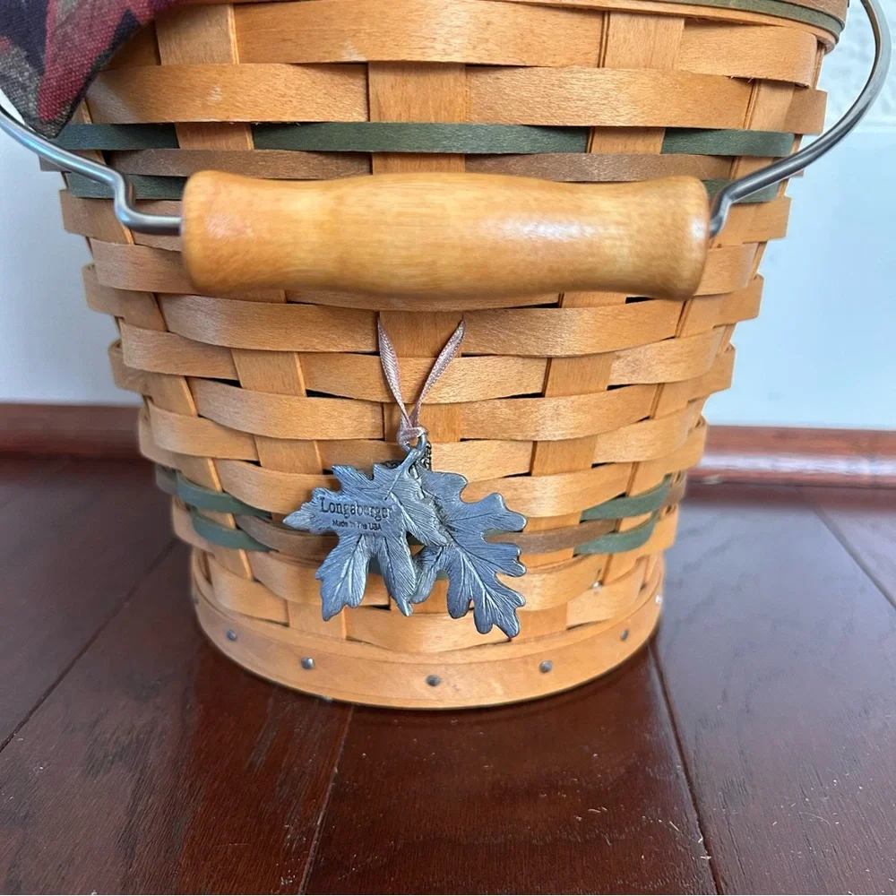 Longaberger 2002 Sage Autumn Pail Basket Set with Liner and Protector